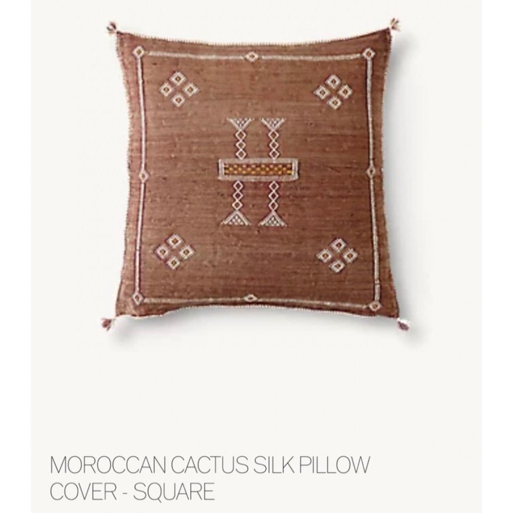 RESTORATION Hardware Moroccan Cactus Silk Pillow Cover Rust  22"x22"